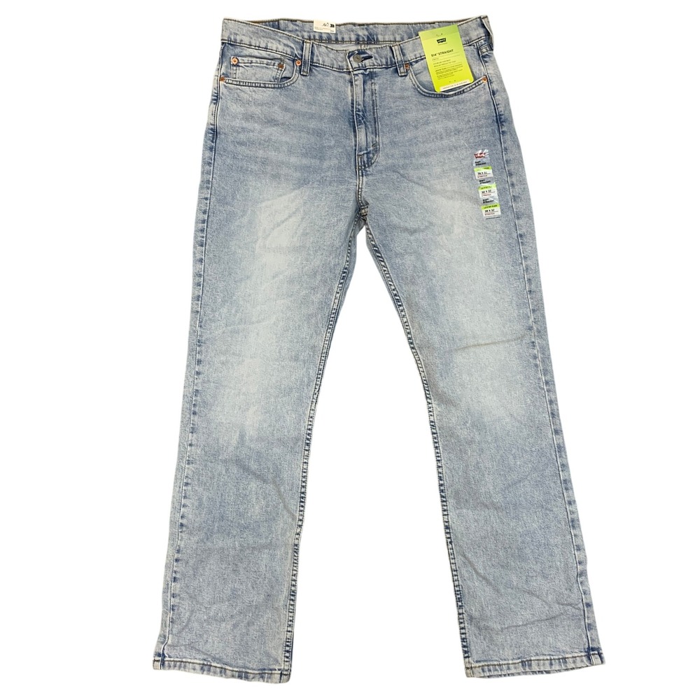 NWT Levis 514 Straight Jeans Men's 38x32 Light Wash Blue Cotton Stretch Denim